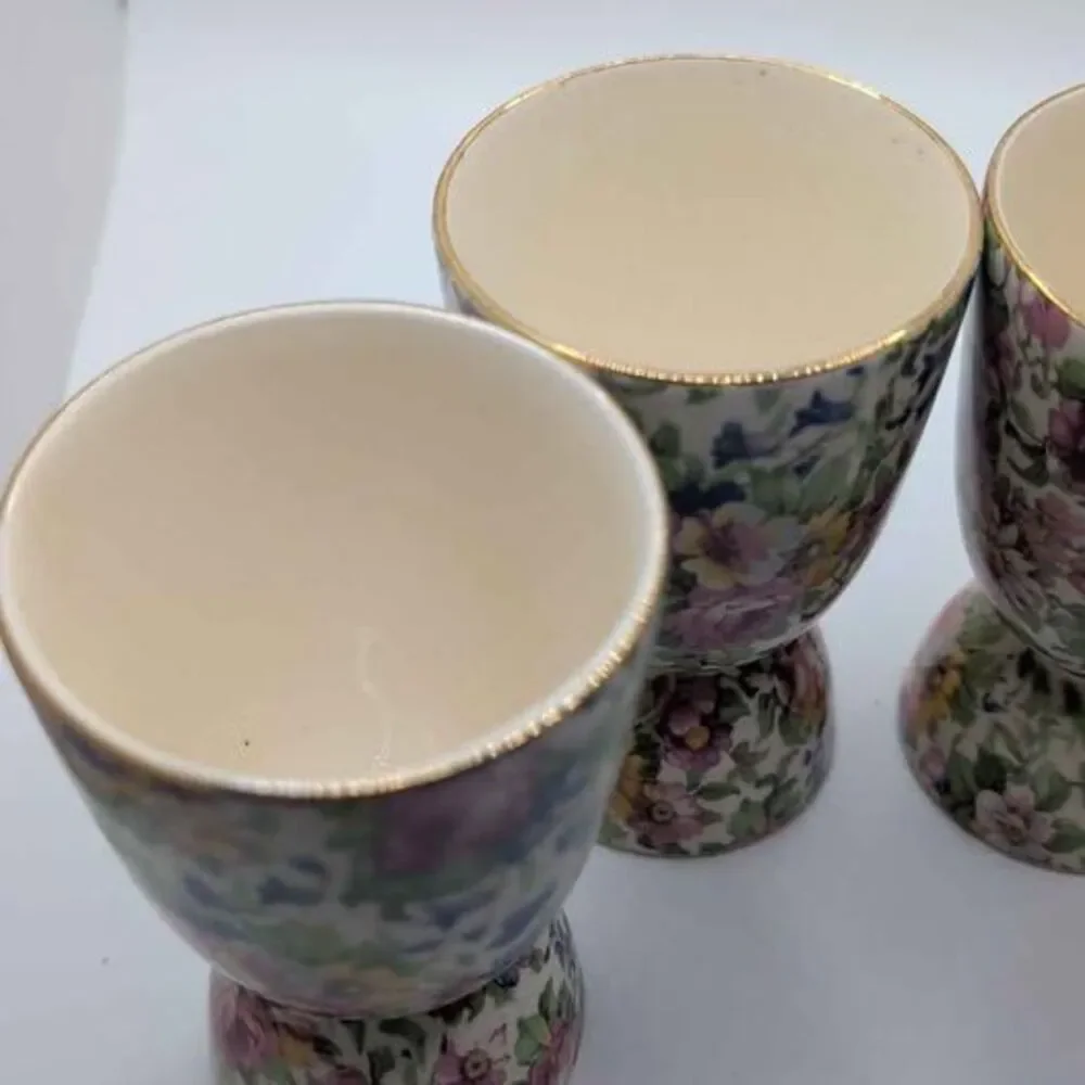 Vintage Royal Winton Summertime Chintz Double Egg Cups Set of 4 Wright Tyndale